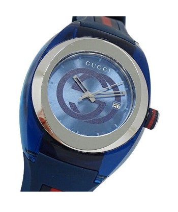 Gucci GUCCI Watch Mens Womens Sink SYNC Date Quartz Stainless SS Rubber YA137104A 137.1 Blue de France