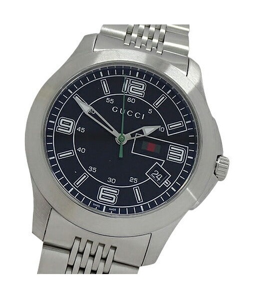 Gucci GUCCI Watch Mens G Timeless Date Quartz Stainless SS 126.2 Silver Black Shelly du meilleur 