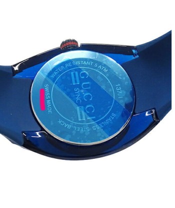 Gucci GUCCI Watch Mens Womens Sink SYNC Date Quartz Stainless SS Rubber YA137104A 137.1 Blue de France