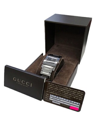 Gucci GUCCI Watch Mens Date Quartz Stainless SS 7900M.1 Square Silver Black le concept de la Pate a emporter 