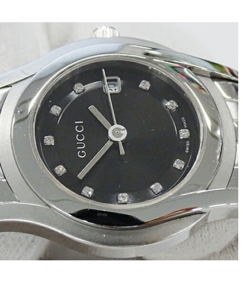 Gucci GUCCI Watch Ladies G Class 11P Diamond Date Quartz Stainless SS 5500L Silver Black Polished Pour