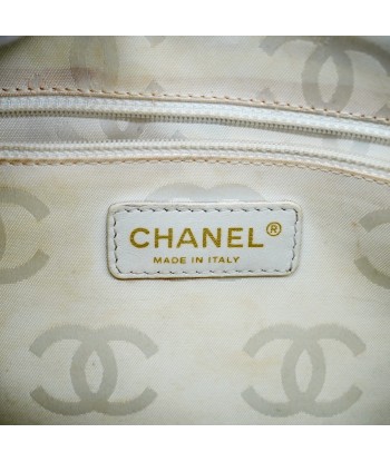 Auth Chanel Handbag V Stitch Leather White Gold Metal outlet