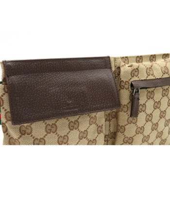 GUCCI Gucci GG canvas sherry line body bag waist pouch hip leather khaki beige dark brown 28566 pas chere