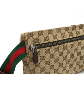 GUCCI Gucci GG canvas sherry line body bag waist pouch hip leather khaki beige dark brown 28566 pas chere