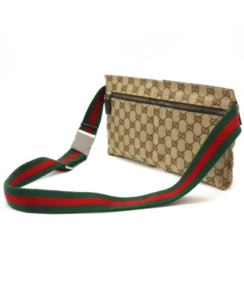 GUCCI Gucci GG canvas sherry line body bag waist pouch hip leather khaki beige dark brown 28566 pas chere