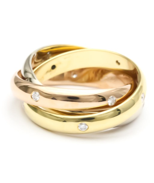 Cartier Trinity Pink Gold (18K)White Gold (18K)Yellow Gold (18K) Fashion Diamond Band Ring Gold rembourrage situé sous