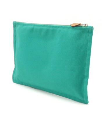 HERMES Hermes Yotting Flat GM Clutch Bag Pouch Multi Second 100% Cotton Aqua Teek Green français