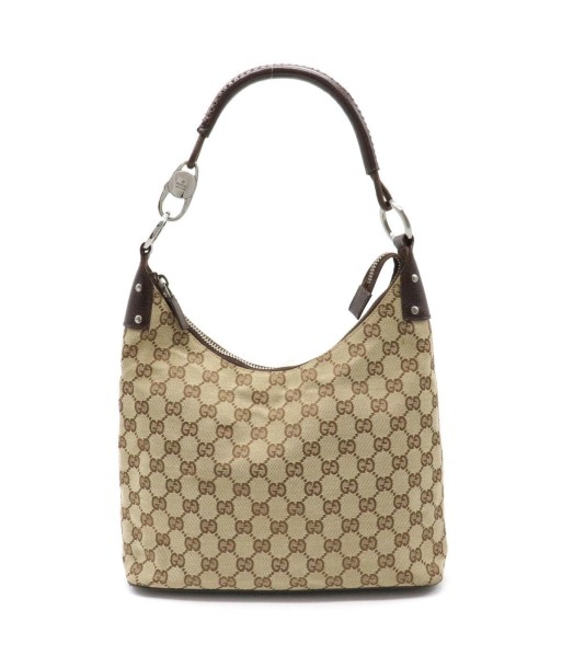 GUCCI Gucci GG canvas shoulder bag leather khaki beige dark brown 115003 de l' environnement