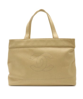 CHANEL Caviar Skin Coco Mark Tote Bag Shoulder Beige sur le site 