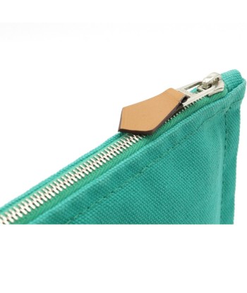 HERMES Hermes Yotting Flat GM Clutch Bag Pouch Multi Second 100% Cotton Aqua Teek Green français