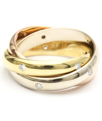 Cartier Trinity Pink Gold (18K)White Gold (18K)Yellow Gold (18K) Fashion Diamond Band Ring Gold rembourrage situé sous