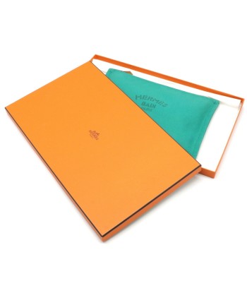 HERMES Hermes Yotting Flat GM Clutch Bag Pouch Multi Second 100% Cotton Aqua Teek Green français