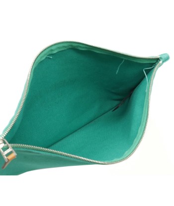 HERMES Hermes Yotting Flat GM Clutch Bag Pouch Multi Second 100% Cotton Aqua Teek Green français