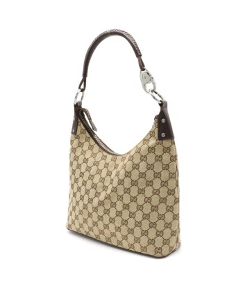 GUCCI Gucci GG canvas shoulder bag leather khaki beige dark brown 115003 de l' environnement