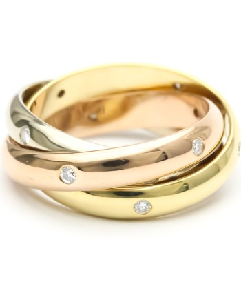 Cartier Trinity Pink Gold (18K)White Gold (18K)Yellow Gold (18K) Fashion Diamond Band Ring Gold rembourrage situé sous