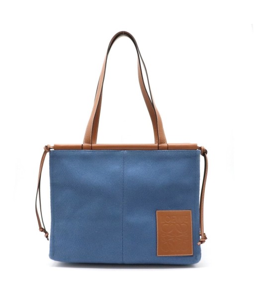 LOEWE Loewe Cushion Tote Large Bag Shoulder Canvas Leather AQUA Aqua Blue Brown 330.02A Profitez des Offres !