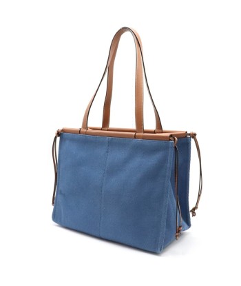 LOEWE Loewe Cushion Tote Large Bag Shoulder Canvas Leather AQUA Aqua Blue Brown 330.02A Profitez des Offres !