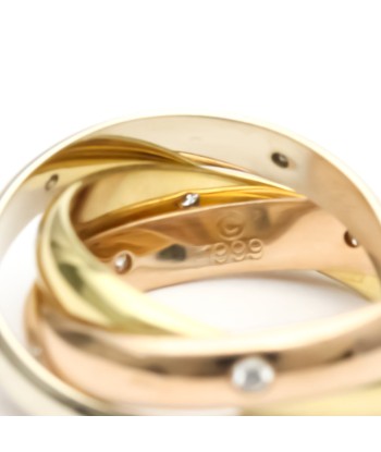 Cartier Trinity Pink Gold (18K)White Gold (18K)Yellow Gold (18K) Fashion Diamond Band Ring Gold rembourrage situé sous