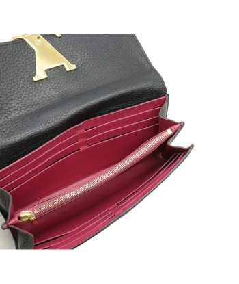 LOUIS VUITTON Louis Vuitton Portofeuil Capsine Long Bi-Fold Wallet Leather Noir Black Fuchsia Pink M61248 à prix réduit toute l'année