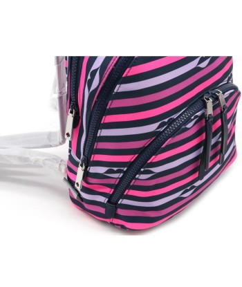 kate spade Kate Spade Carissa Lip Print Border Stripe Medium Rucksack Backpack Nylon Pink Multi WKRU6587 de pas cher