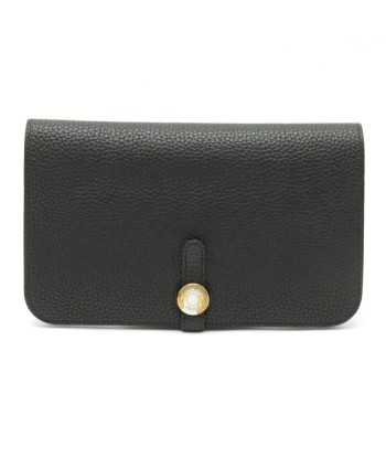 HERMES Hermes Dogon Duo GM Bi-fold wallet Leather Noir Black  P engraved la colonne vertébrale