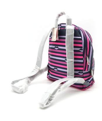 kate spade Kate Spade Carissa Lip Print Border Stripe Medium Rucksack Backpack Nylon Pink Multi WKRU6587 de pas cher