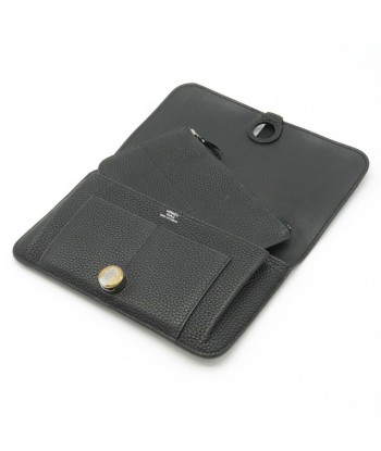 HERMES Hermes Dogon Duo GM Bi-fold wallet Leather Noir Black  P engraved la colonne vertébrale