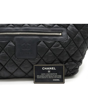 CHANEL Coco Cocoon Small Tote Bag Handbag Quilted Nylon Leather Black 8610 store