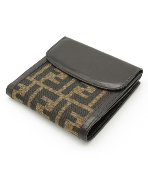 FENDI Fendi Zucca pattern W wallet double bi-fold canvas leather khaki brown dark Comparez et commandez 