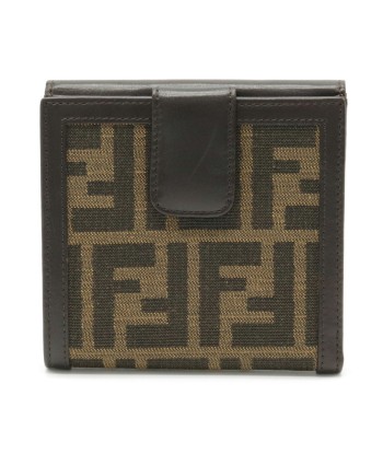 FENDI Fendi Zucca pattern W wallet double bi-fold canvas leather khaki brown dark Comparez et commandez 