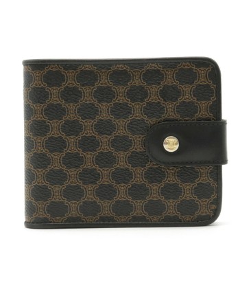 CELINE Celine Macadam pattern bi-fold wallet PVC leather black brown Jusqu'à 80% De Réduction