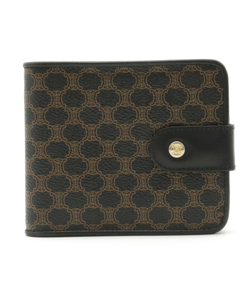 CELINE Celine Macadam pattern bi-fold wallet PVC leather black brown Jusqu'à 80% De Réduction