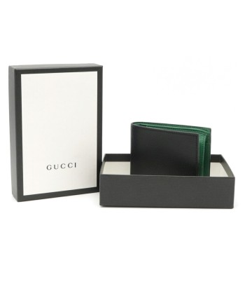 GUCCI Gucci Interlocking G Bi-Fold Wallet Leather Black Green 610466 pas cher chine