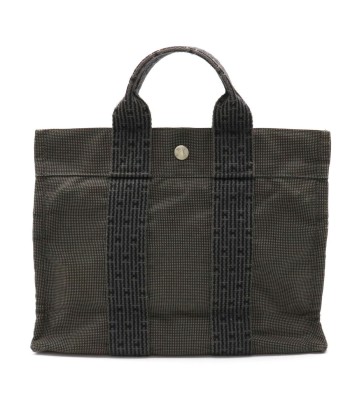 HERMES Hermes Aleline Tote PM Bag Handbag Mini Nylon Canvas Gray Black Par le système avancé 