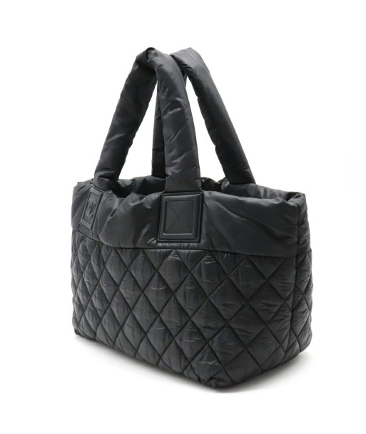 CHANEL Coco Cocoon Small Tote Bag Handbag Quilted Nylon Leather Black 8610 français