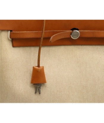 HERMES Hermes ale bag MM handbag shoulder toile ash leather beige natural  B engraved Profitez des Offres !