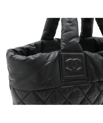 CHANEL Coco Cocoon Small Tote Bag Handbag Quilted Nylon Leather Black 8610 français