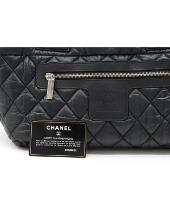 CHANEL Coco Cocoon Small Tote Bag Handbag Quilted Nylon Leather Black 8610 français