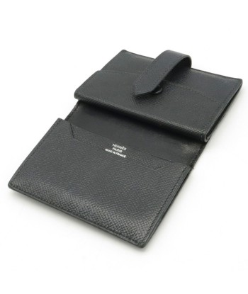 HERMES Hermes Bearn Mini Card Case Business Holder Coin Purse Vaux Epson Leather Black  L Engraved prix