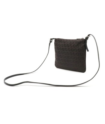 FENDI Fendi Zucchino pattern shoulder bag pochette mini canvas leather dark brown black 8BT047 Comparez et commandez 