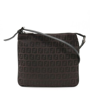 FENDI Fendi Zucchino pattern shoulder bag pochette mini canvas leather dark brown black 8BT047 Comparez et commandez 