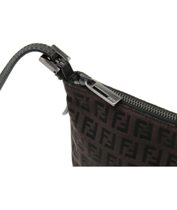 FENDI Fendi Zucchino pattern shoulder bag pochette mini canvas leather dark brown black 8BT047 Comparez et commandez 