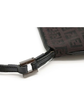 FENDI Fendi Zucchino pattern shoulder bag pochette mini canvas leather dark brown black 8BT047 Comparez et commandez 