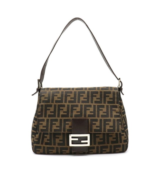 FENDI Fendi Zucca Mamma Bucket Shoulder Bag Nylon Canvas Leather Khaki Dark Brown 26325 pas cher 