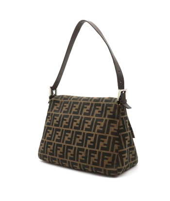 FENDI Fendi Zucca Mamma Bucket Shoulder Bag Nylon Canvas Leather Khaki Dark Brown 26325 pas cher 