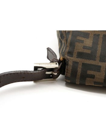 FENDI Fendi Zucca Mamma Bucket Shoulder Bag Nylon Canvas Leather Khaki Dark Brown 26325 pas cher 