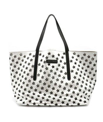 JIMMY CHOO Jimmy Choo Pimlico Tote Bag Shoulder Star Punching Leather Bicolor Black Silver destockage