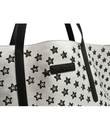 JIMMY CHOO Jimmy Choo Pimlico Tote Bag Shoulder Star Punching Leather Bicolor Black Silver destockage