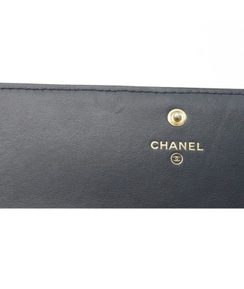 CHANEL Deauville Line Coco Mark Flap Canvas Leather Lame Dark Navy Blue A80053 pas chere