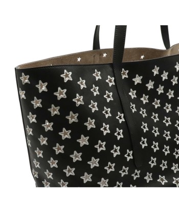 JIMMY CHOO Jimmy Choo Pimlico Tote Bag Shoulder Star Punching Leather Bicolor Black Silver destockage